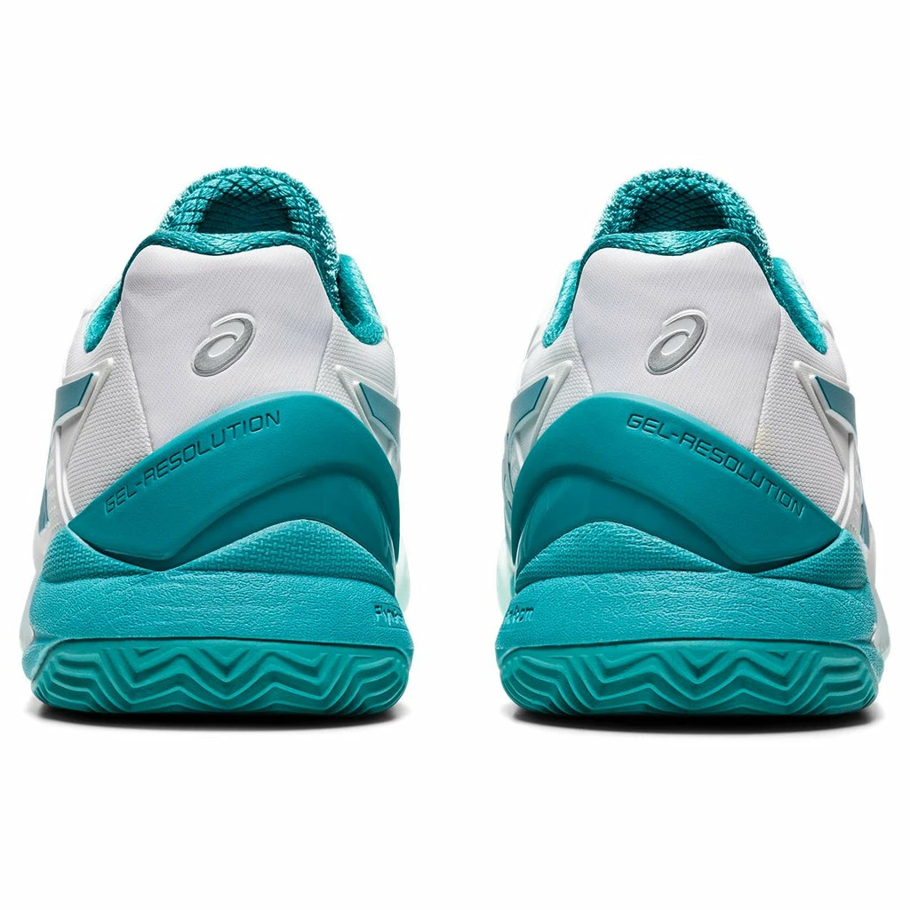 Asics Gel Resolution 8 Women's Clay Court Tennis Shoe (White/Light Blue) - Image 3