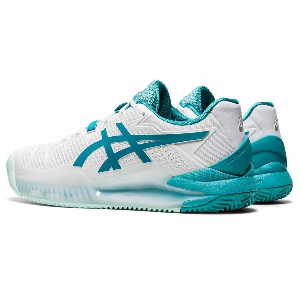 Asics Gel Resolution 8 Women's Clay Court Tennis Shoe (White/Light Blue) - Image 5