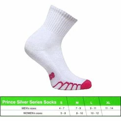 Prince Silver Series 1/4 Top Socks (White/Pink)