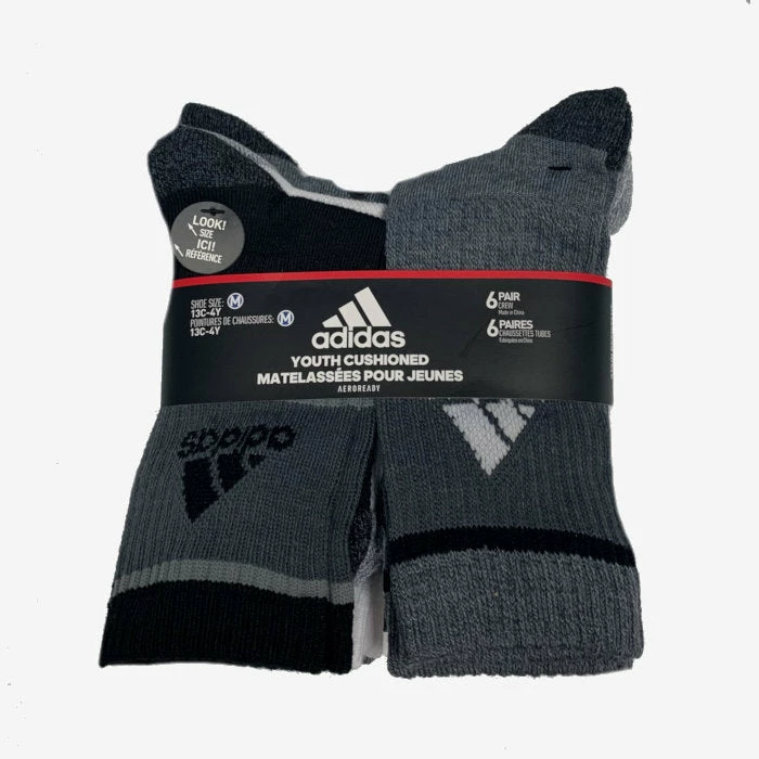 Adidas Youth Badge Of Sport Crew Socks (Black/Grey/White)