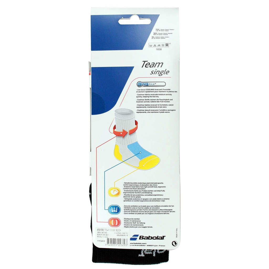 Babolat Team Single Sock (Black) 4 Babolat Team Single Sock (Black) - Image 2