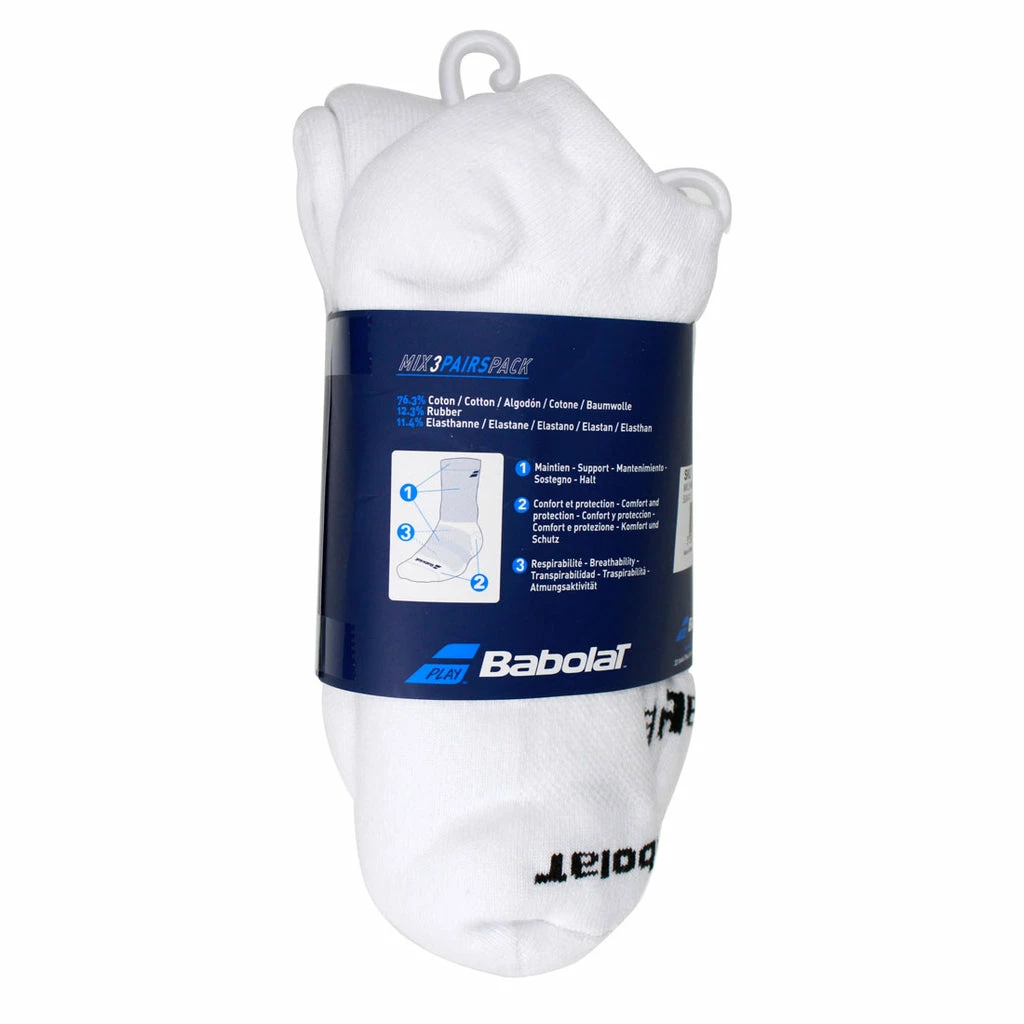 Babolat Mix 3 Pairs Socks (White) - Image 3