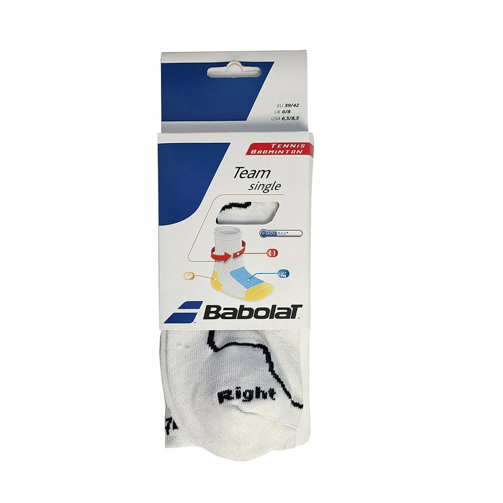Babolat Team Single Socks With CoolMax (White) For Tennis Or Badminton - Image 2