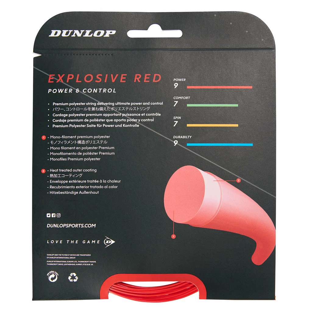 Dunlop Explosive Red 17 G Tennis String (Red) - Image 2