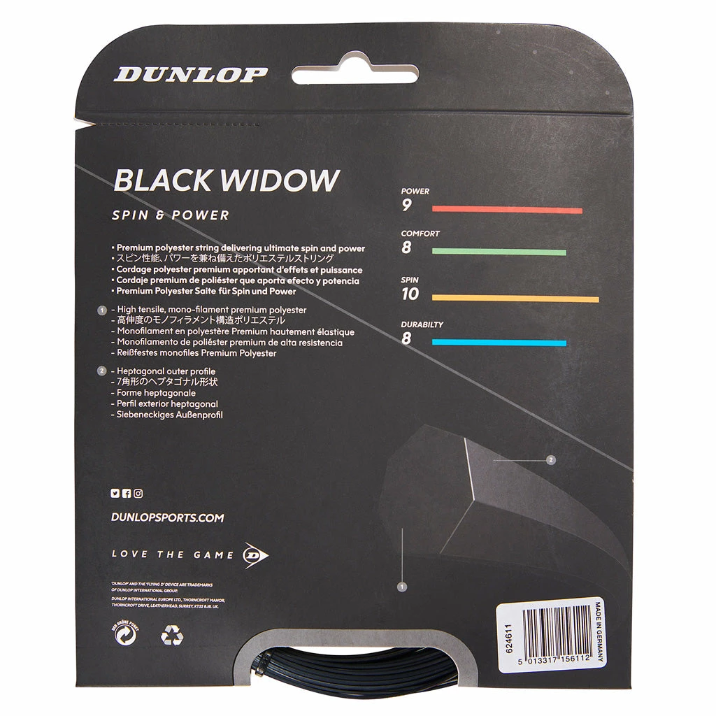 Dunlop Black Widow 17 G Tennis String (Black) 4 Dunlop Black Widow 17 G Tennis String (Black) - Image 2