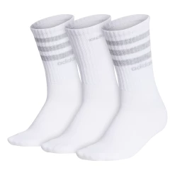Adidas Women's 3 Stripe Quarter Crew Socks (White)