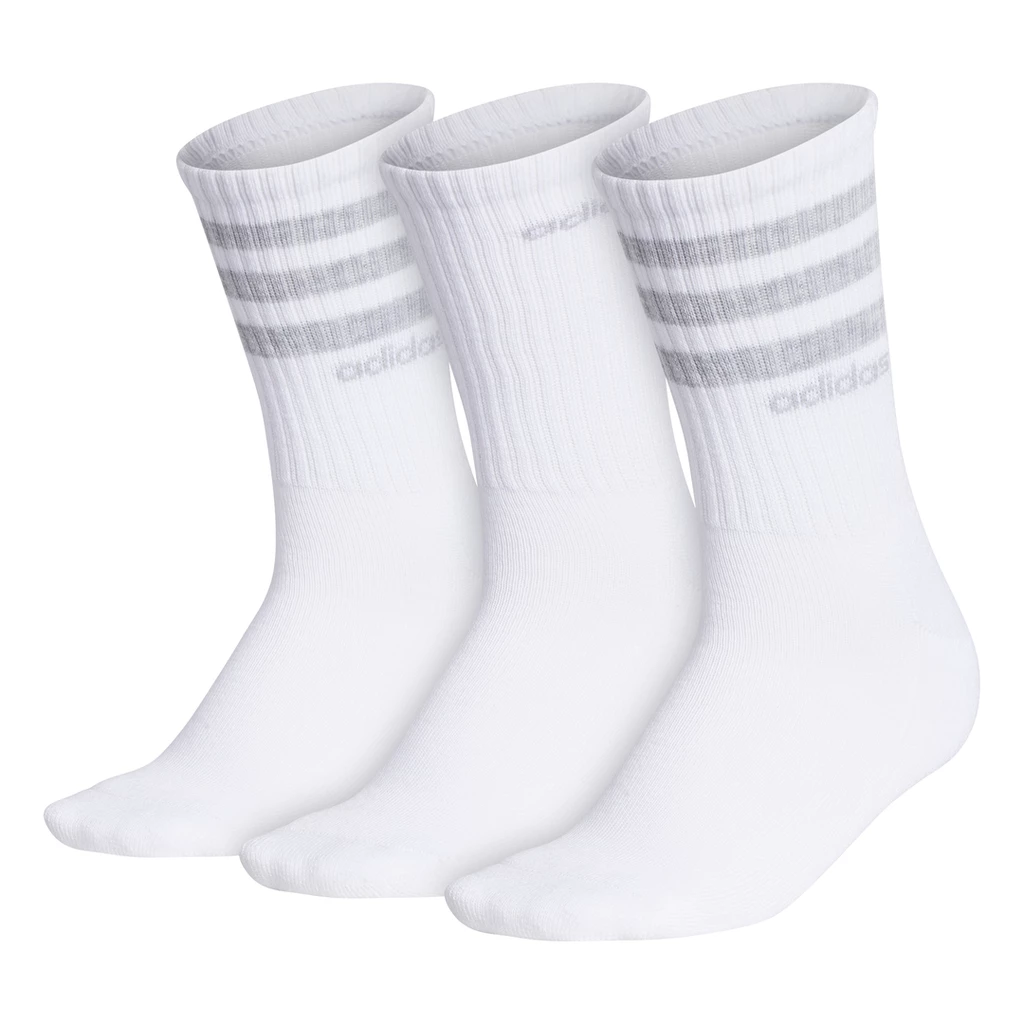 Adidas Women's 3 Stripe Quarter Crew Socks (White)