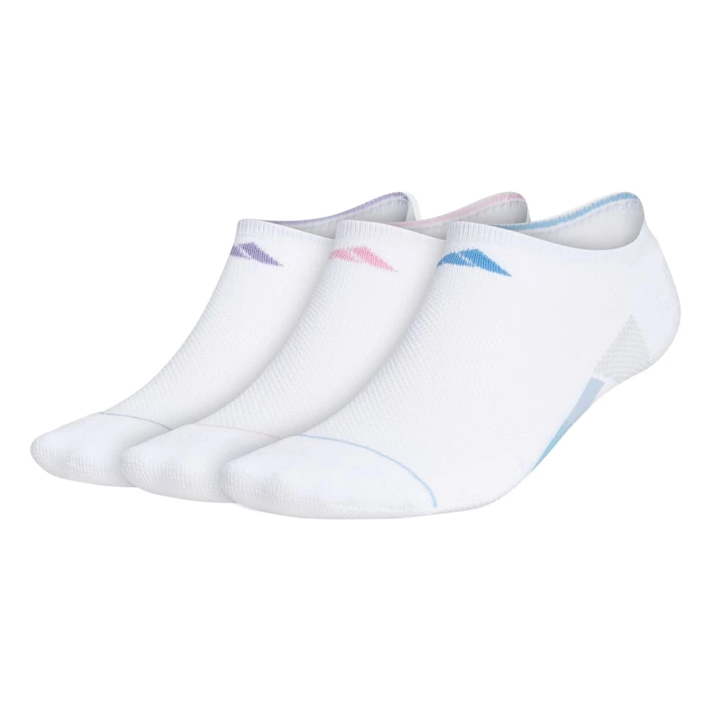 Adidas Women's Superlite 3 Stripe No-Show Socks (White)