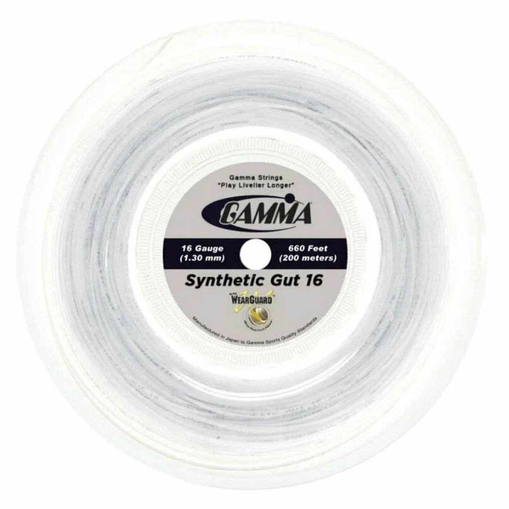 Gamma Synthetic Gut 16 With Wearguard Tennis String Reel (White)