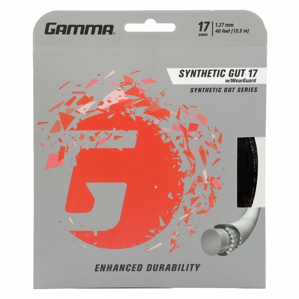 Gamma Synthetic 17 With Wearguard Tennis String (Black)