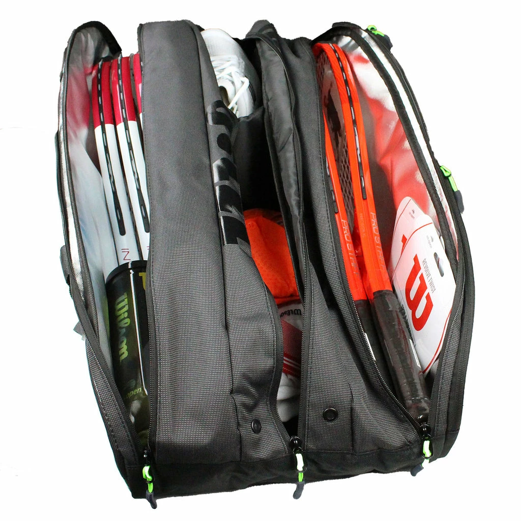 Wilson Super Tour 15 Pack Racquet Bag (Black/Green) 4 Wilson Super Tour 15 Pack Racquet Bag (Black/Green) - Image 2