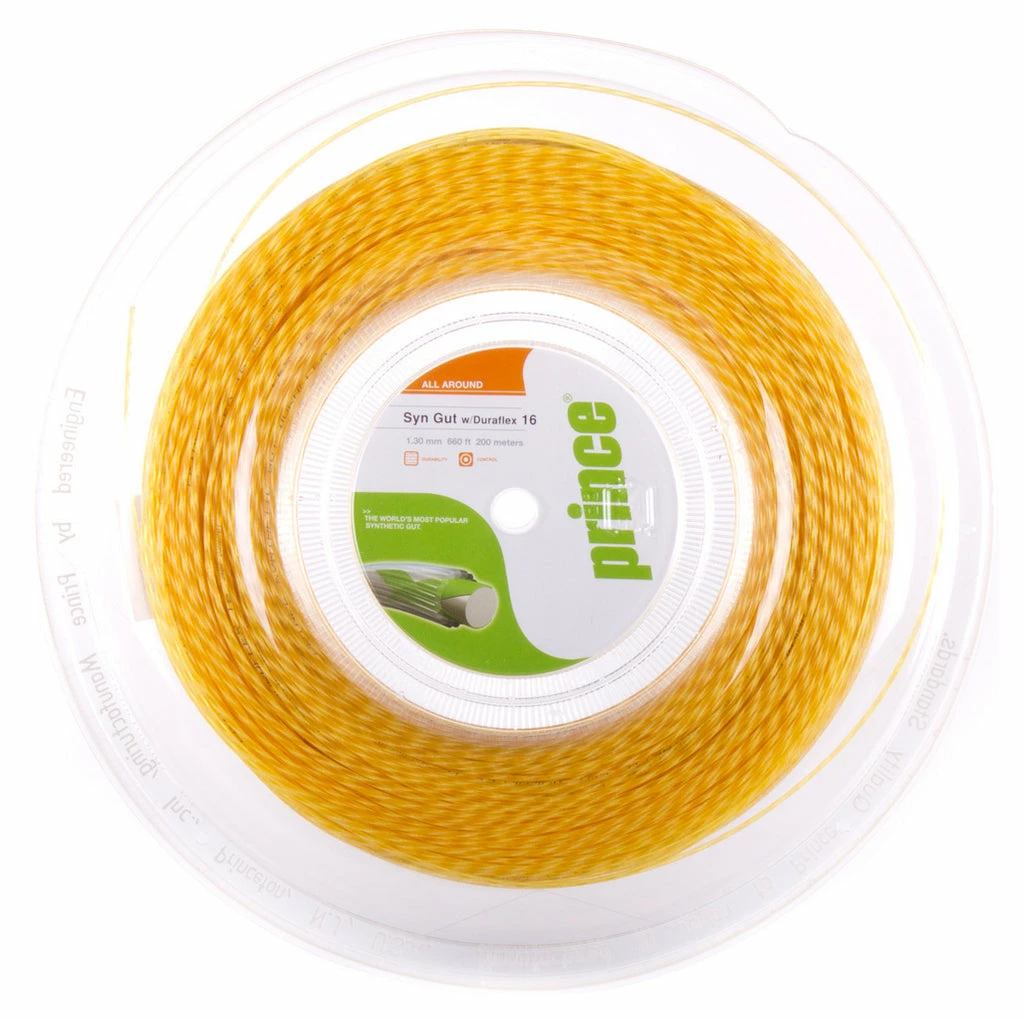 Prince Synthetic Gut 16 Duraflex Tennis String Reel (Gold)