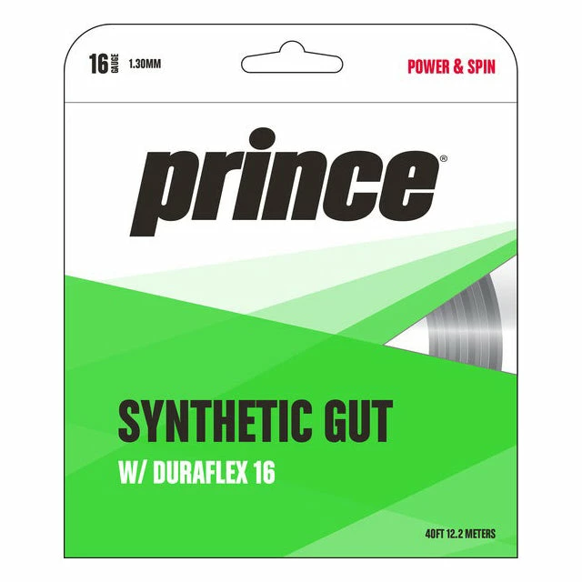Prince Synthetic Gut 16 Duraflex Tennis String (Black)