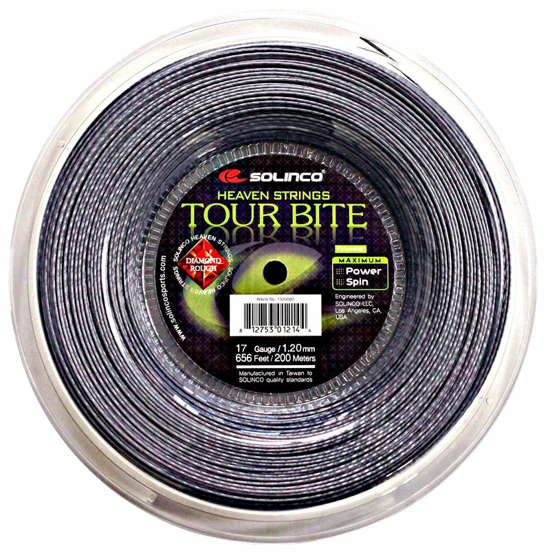 Solinco Tour Bite Diamond Rough 17 Tennis String Reel (Silver)