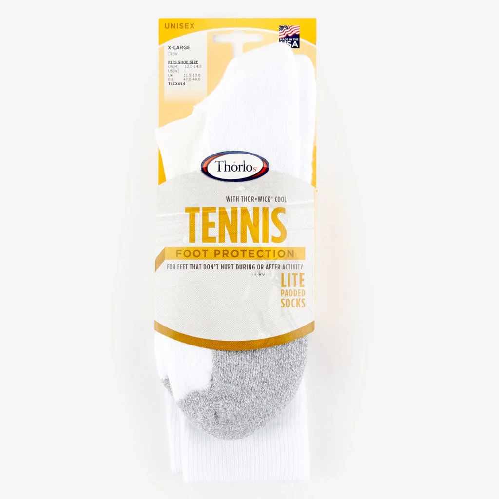 Thorlo Unisex Tennis Light Cushion Crew Socks (White) - Image 6