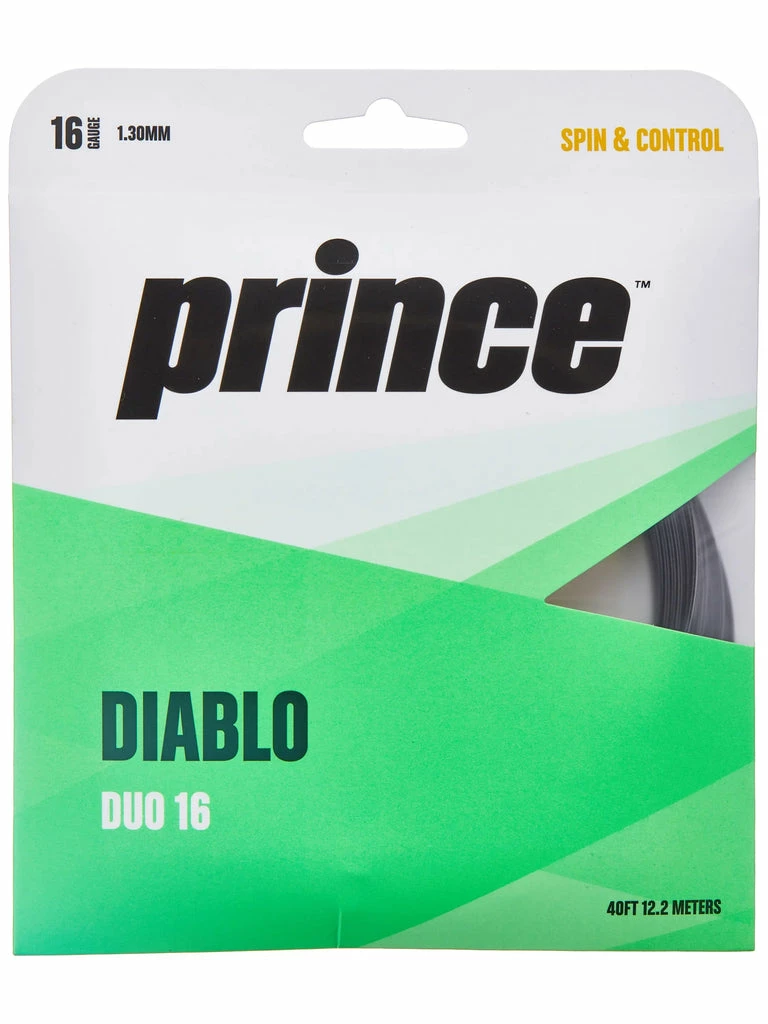 Prince Diablo Duo 17 Tennis String (Black/Silver)