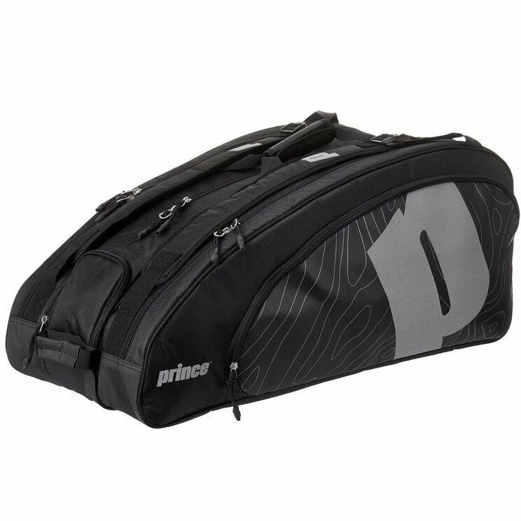 Prince Tour Reflective 12 Pack Racquet Bag (Black/Silver)